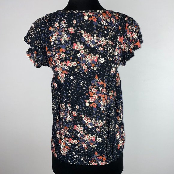 Rip Curl XS Floral Patterned Partial Button Front Popover Blouse - Picture 8 of 12